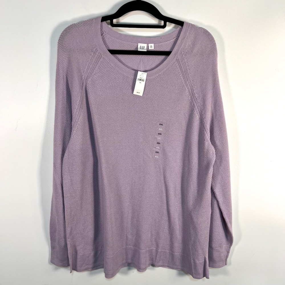Gap Womens XXL Purple Waffle Knit Crewneck Sweater Cotton Blend‎ NWT cozy
